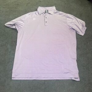 FootJoy Mens XL Purple Striped Short Sleeve Golf Polo Shirt Lavender Athletic‎